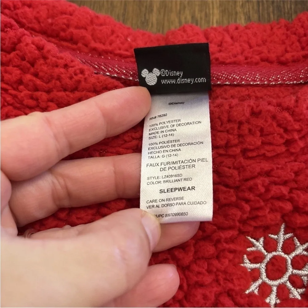 Disney MICKEY MOUSE Christmas Pajama Top OH WHAT FUN! Red Sherpa WOMENS Lg 12-14 - Picture 6 of 9